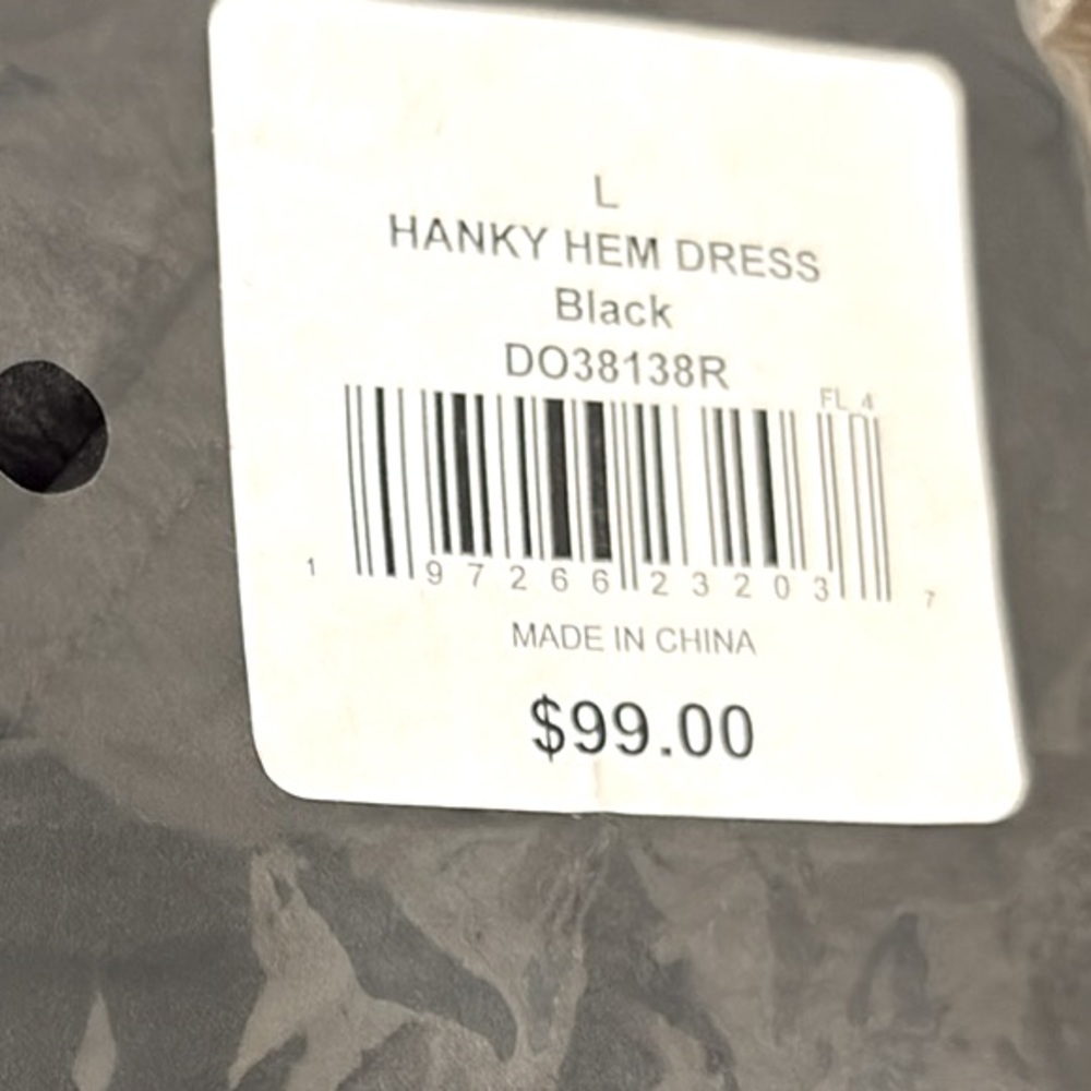 NWT [Steve Madden] Asymmetric Midi Hanky Hem Dress in Black Women’s Sz Large - Picture 6 of 7